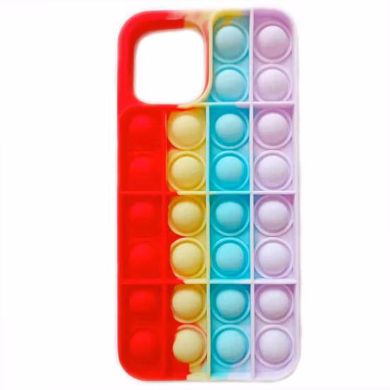 Alívio do estresse brinquedos fidget push pops bolha sensorial dimple caso de telefone 3d anti arco-íris silicone push pop it caso de telefone para iphone